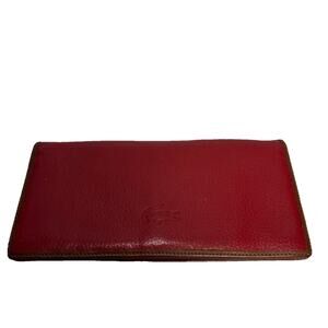 Lacoste Women's Long Wallet Red Pebbled Leather